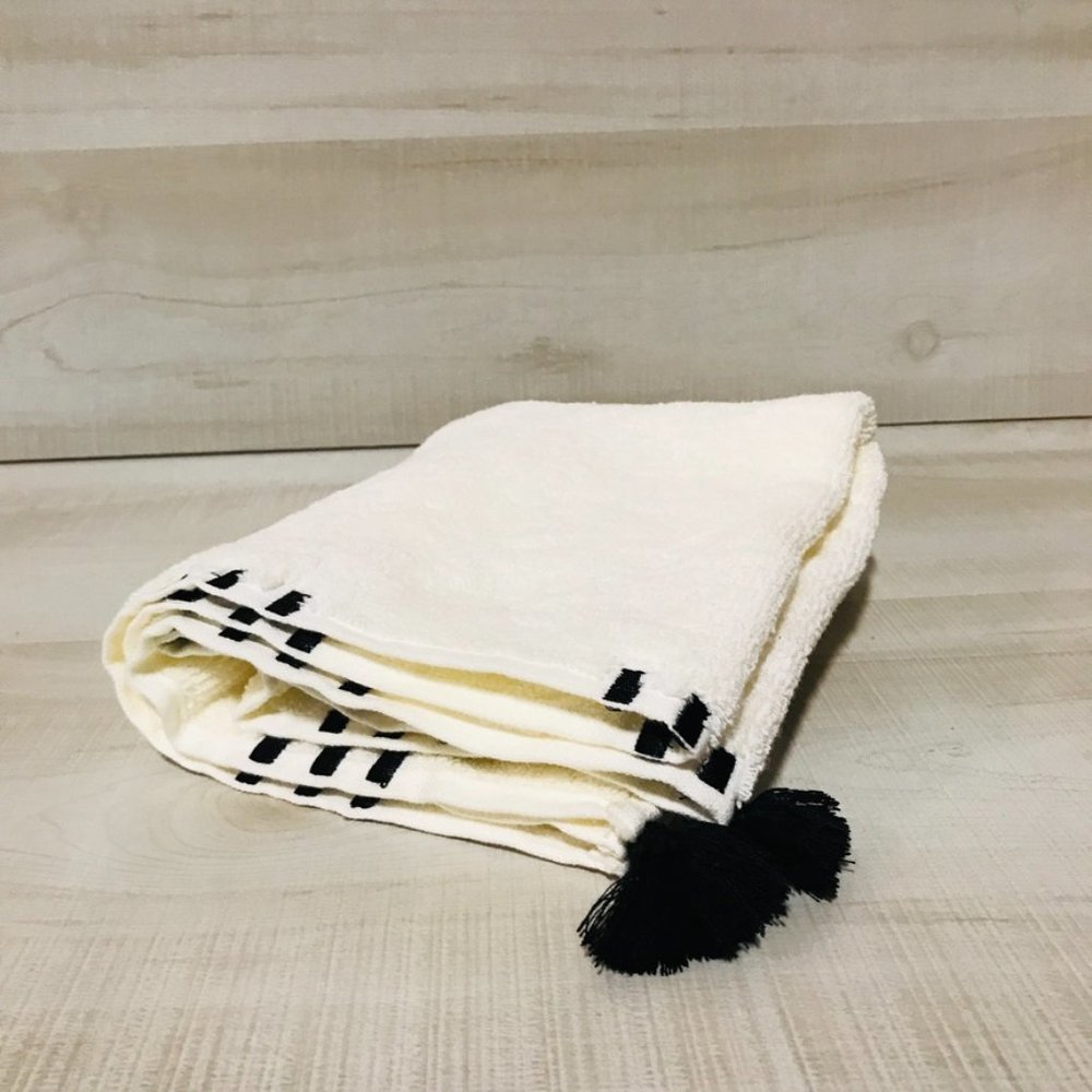 Opalhouse Embroidered Hem Hand Towel Cream Tassels